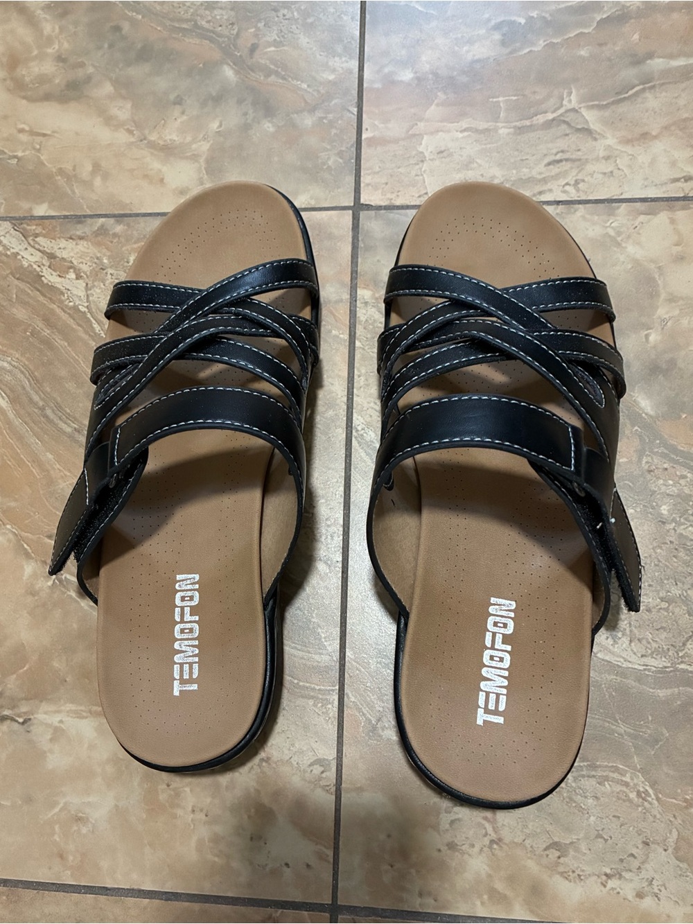 Women’s Black Strappy Slide Sandals